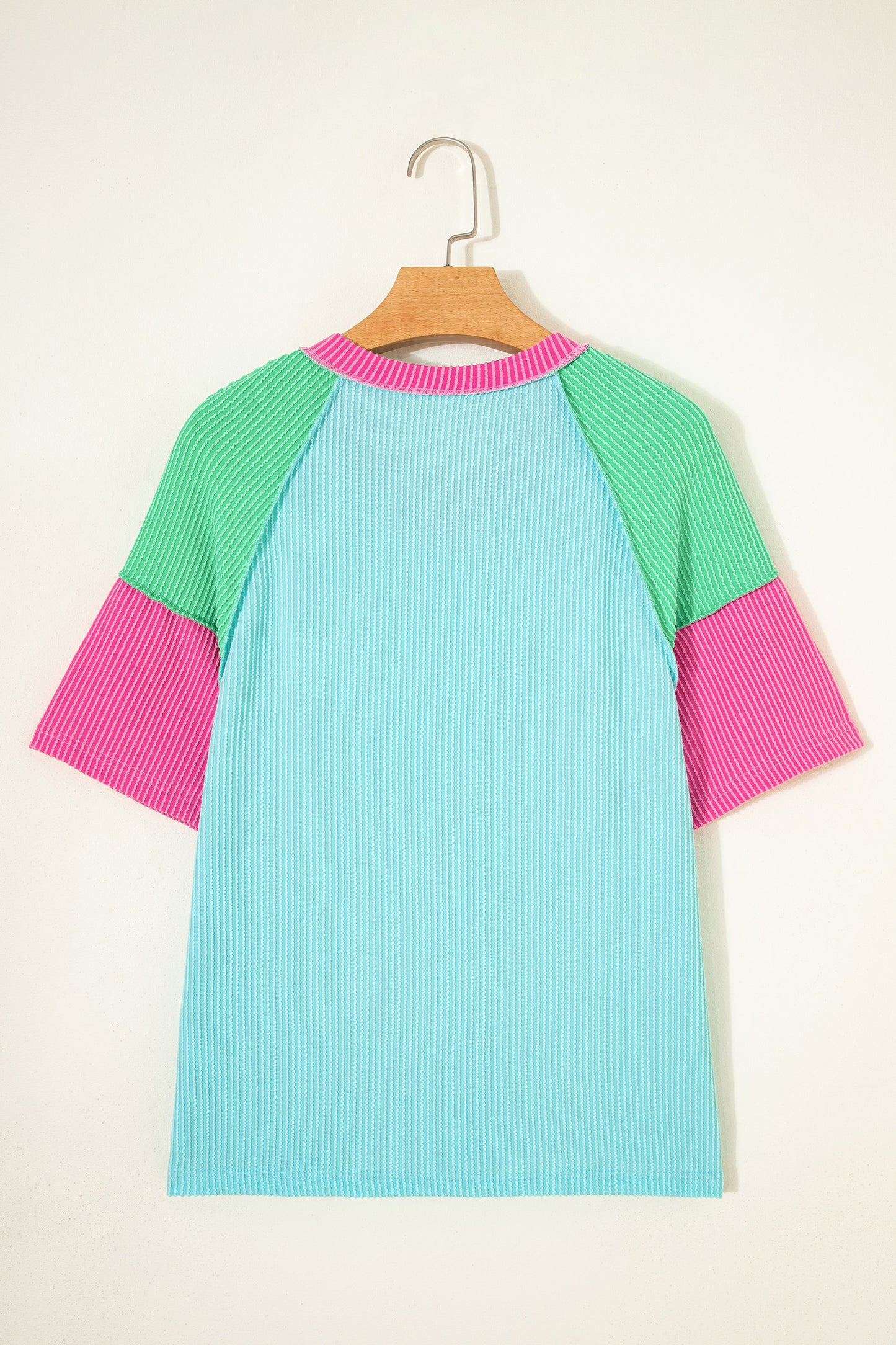 Camiseta Aruba de Canalé Retorcido con Bloques de Color