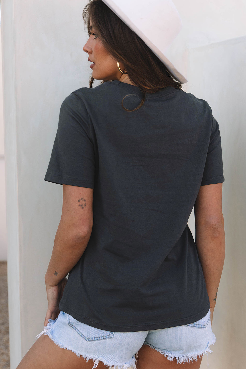 Dark Grey RISE WITH THE SUN Western Fashion Graphic Tee - Snoopy's Closet