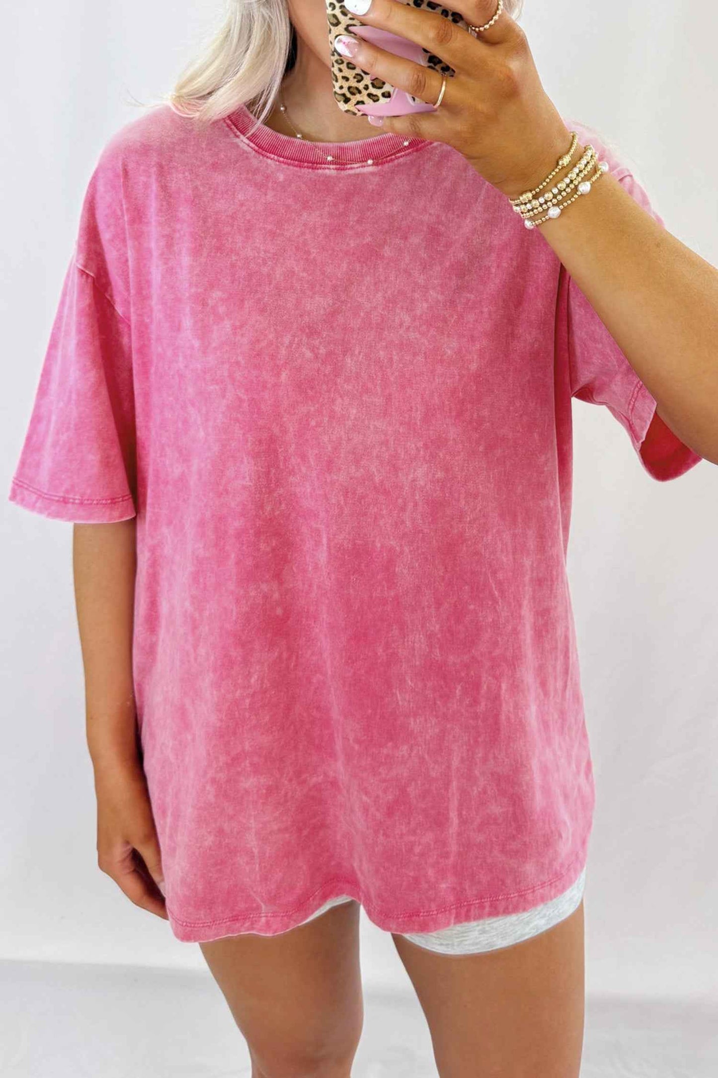 Rose Red Mineral Washed Oversized Tee
