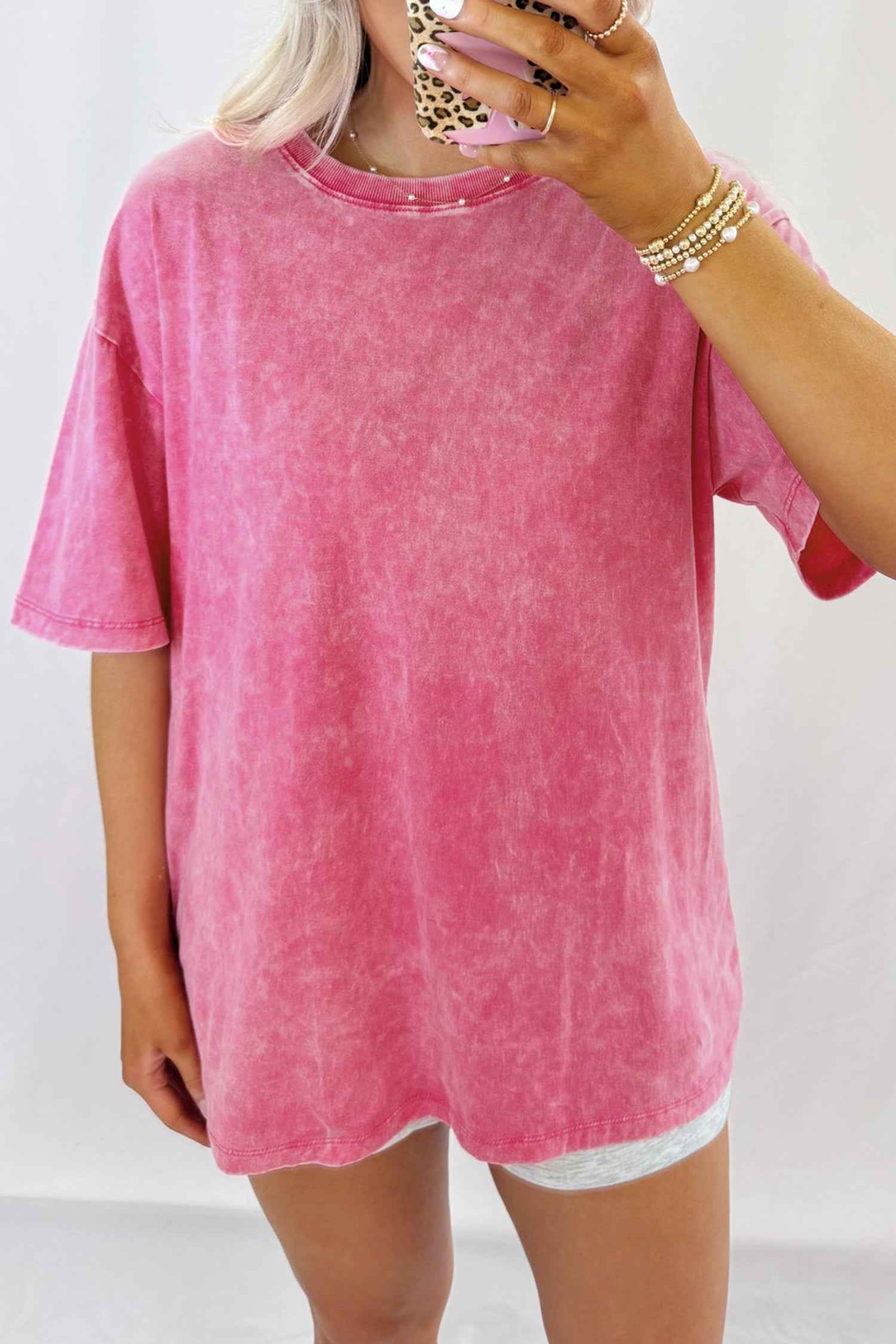 Rose Red Mineral Washed Oversized Tee