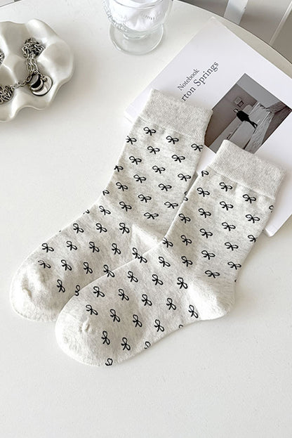 White Bow Knots Ribbed Edge Crew Socks - Snoopy's Closet