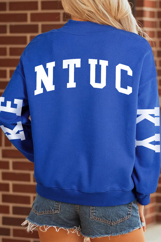 Sudadera Azul Oscuro con Cuello Falso Estampado de KY KENTUCKY