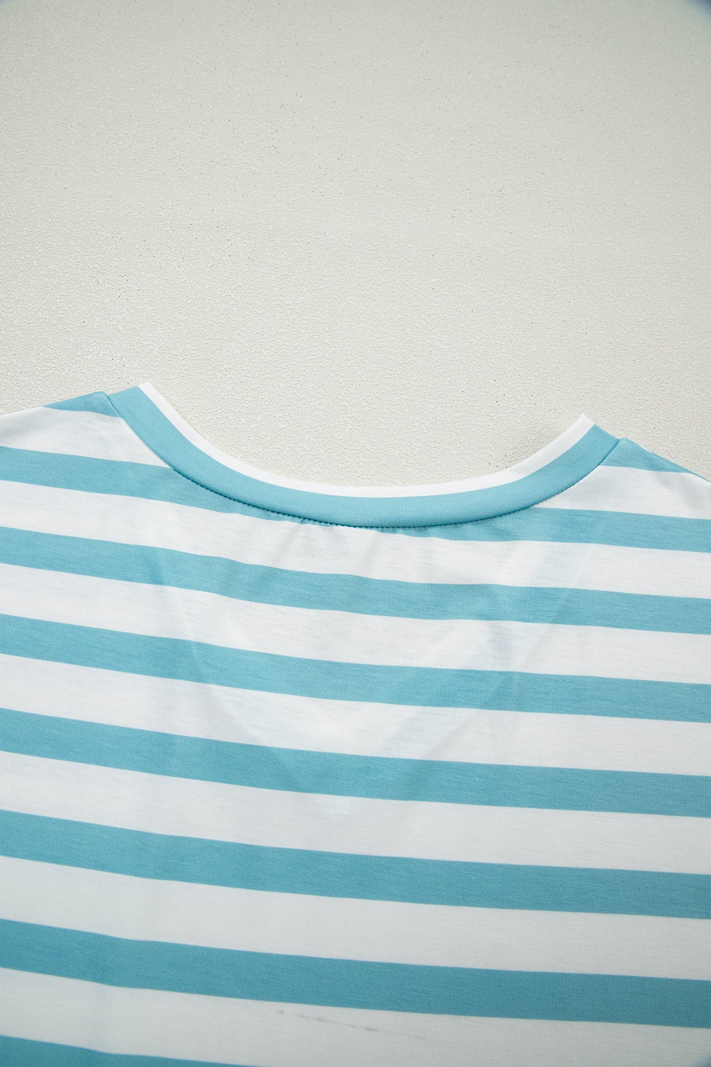 Sky Blue Stripe V Neck Patched Pocket Casual T Shirt - Snoopy's Closet