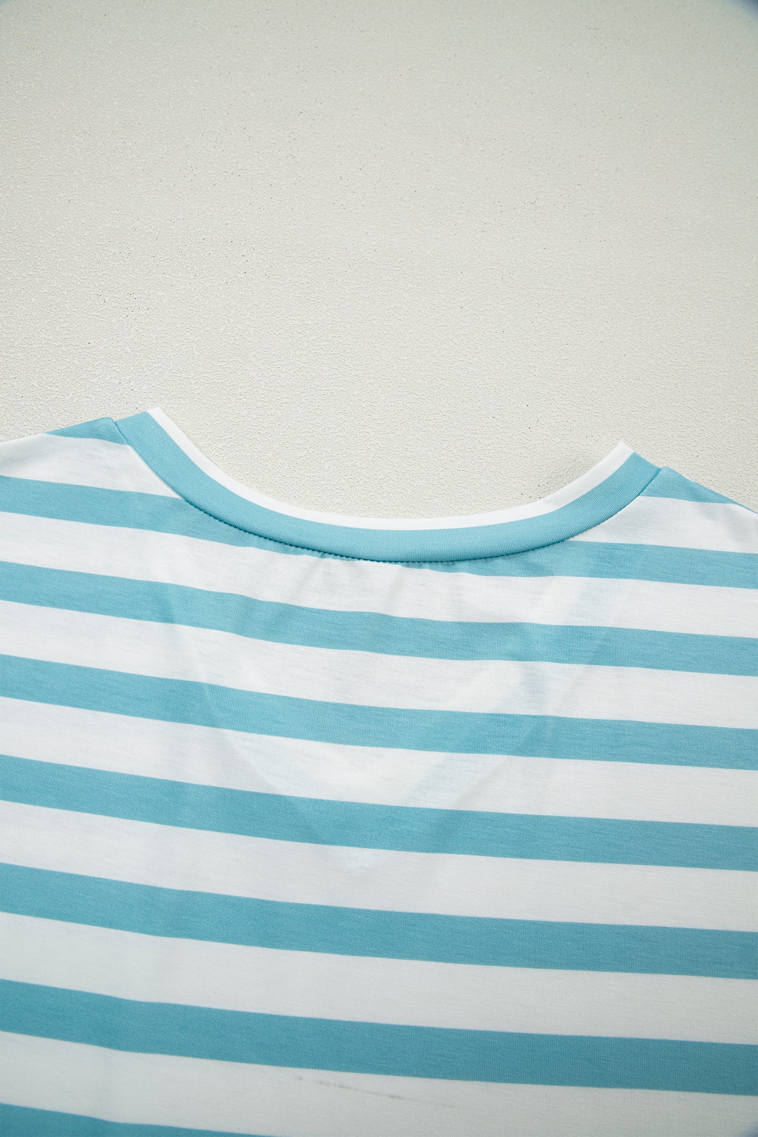 Sky Blue Stripe V Neck Patched Pocket Casual T Shirt - Snoopy's Closet