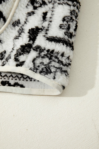 Chaqueta de chaleco de moda occidental con estampado de cachemira Sherpa beige con bolsillos