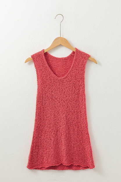 Flamingo Textured Knit U Neck Slim Fit Sweater Vest - Snoopy's Closet
