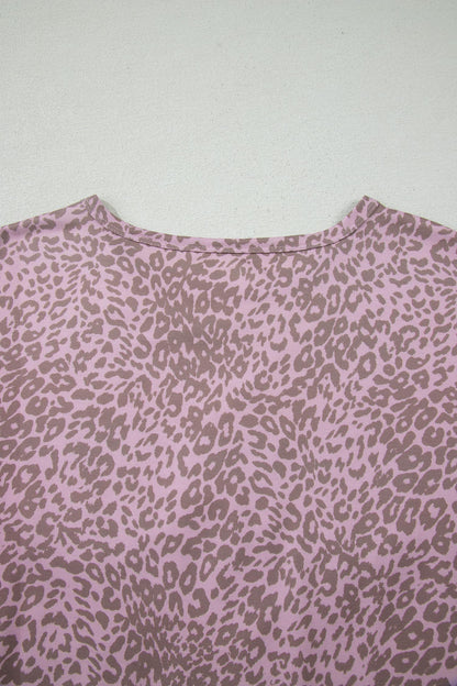 Khaki Leopard Retro Studded Star Patch Loose Tee - Snoopy's Closet