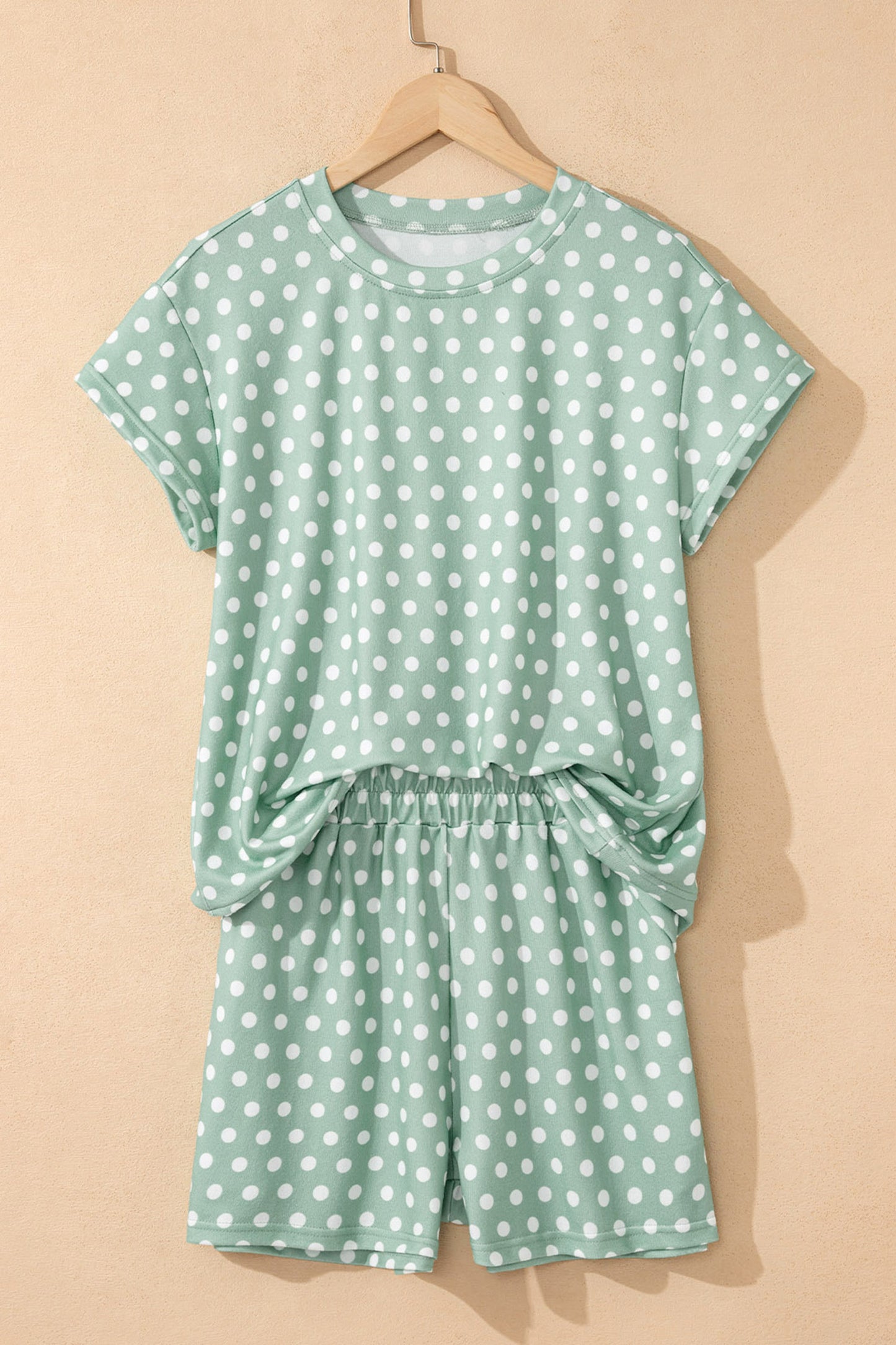 Conjunto corto estampado de lunares verdes