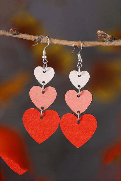 Red Valentines Day Heart Shape Tiered Dangle Earring - Snoopy's Closet