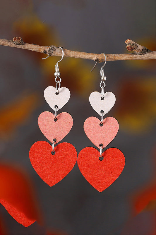 Red Valentines Day Heart Shape Tiered Dangle Earring - Snoopy's Closet