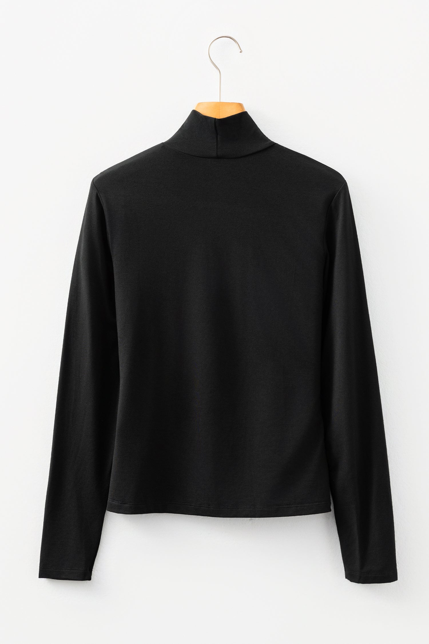 Black Slim Fit High Neck Long Sleeve Basic Top - Snoopy's Closet