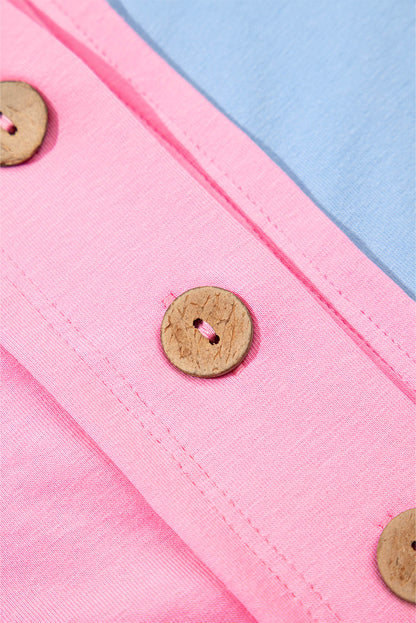 Myosotis Two Tone Half Buttons Collared T Shirt