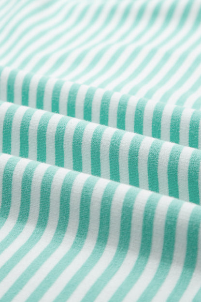 Green Stripe Oversize Mock Neck Sweatshirt and Shorts Set