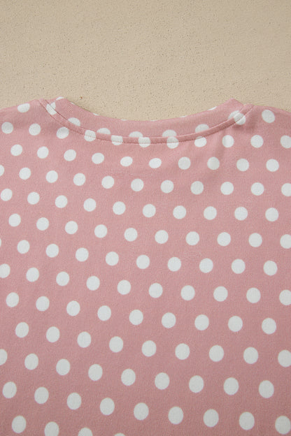 Pink Polka Dot Print Short Set - Snoopy's Closet