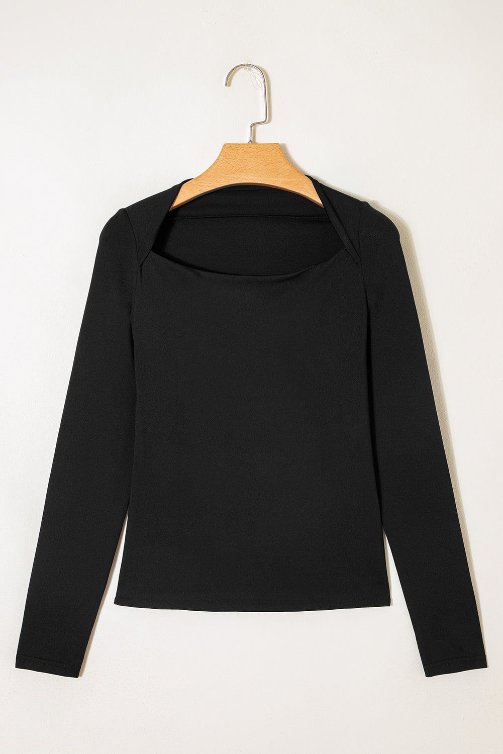 Black Crisscross Boat Neck Long Sleeve Slim Top - Snoopy's Closet