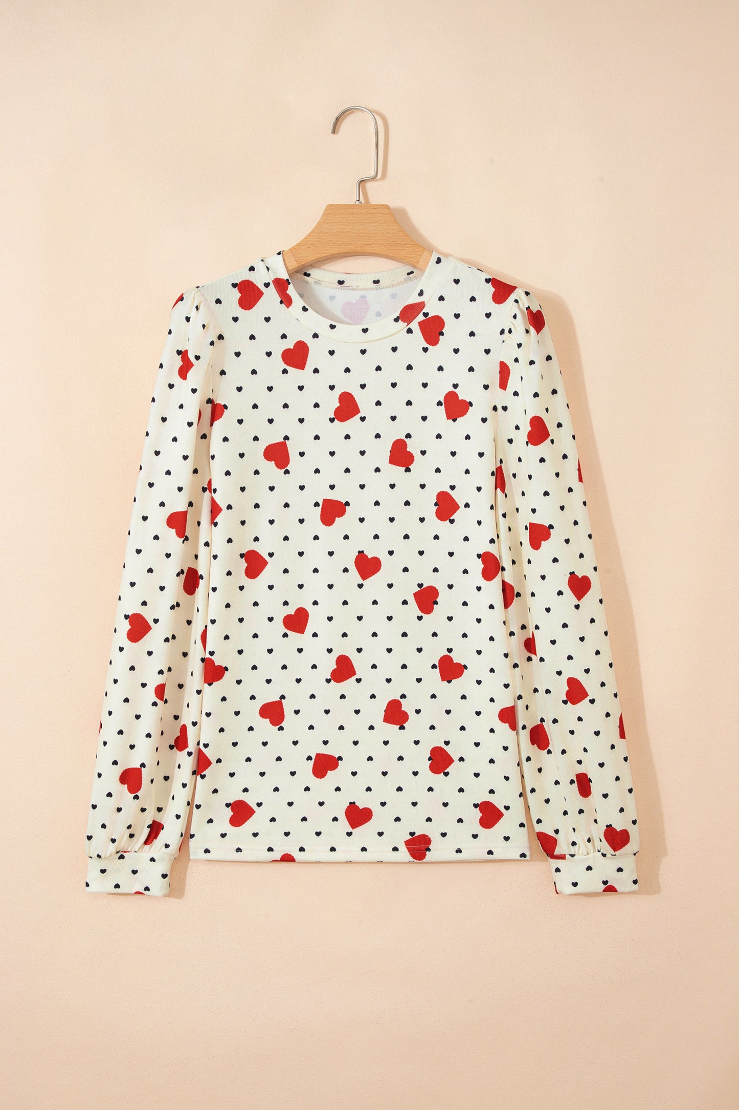 Beige Flower Heart Festive Valentine Blouse - Snoopy's Closet
