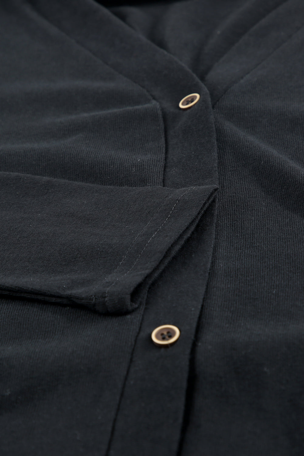 Black Solid Color Open-Front Buttons Cardigan - Snoopy's Closet