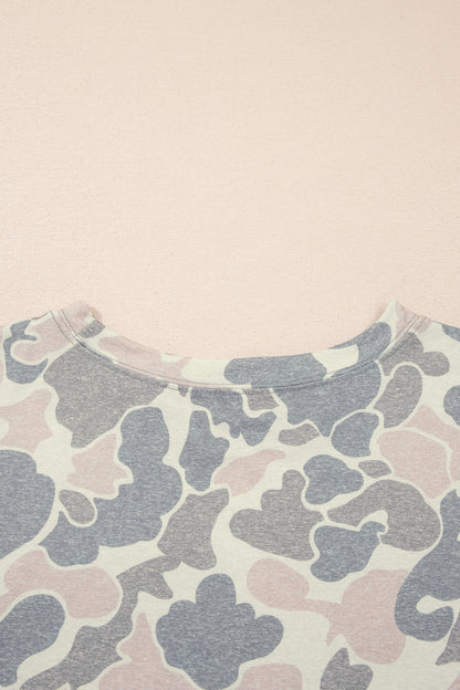 Multicolour Retro Camouflage Print Plus Size 2pcs Outfit - Snoopy's Closet