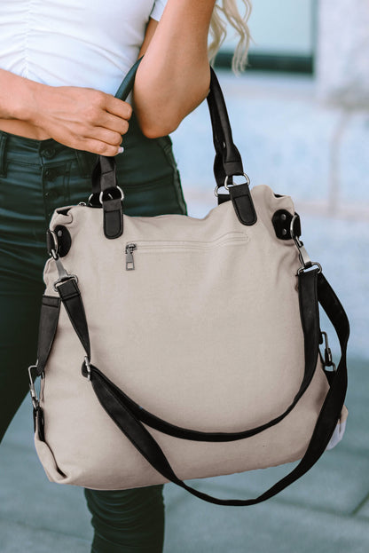 Beige Casual Five-pointed Star Canvas Tote Bag - Snoopy's Closet