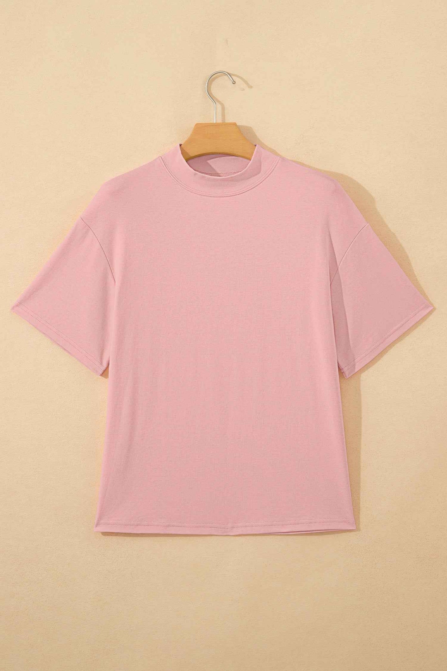 Black Solid Color High Neck Oversize Tee