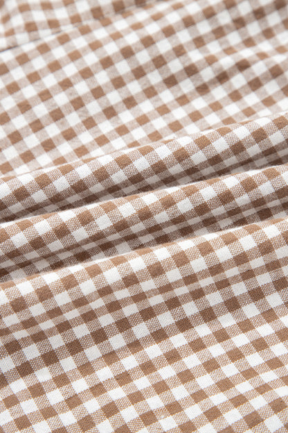 Pantalones cortos de talla grande con estampado de cuadros y ribete en contraste caqui