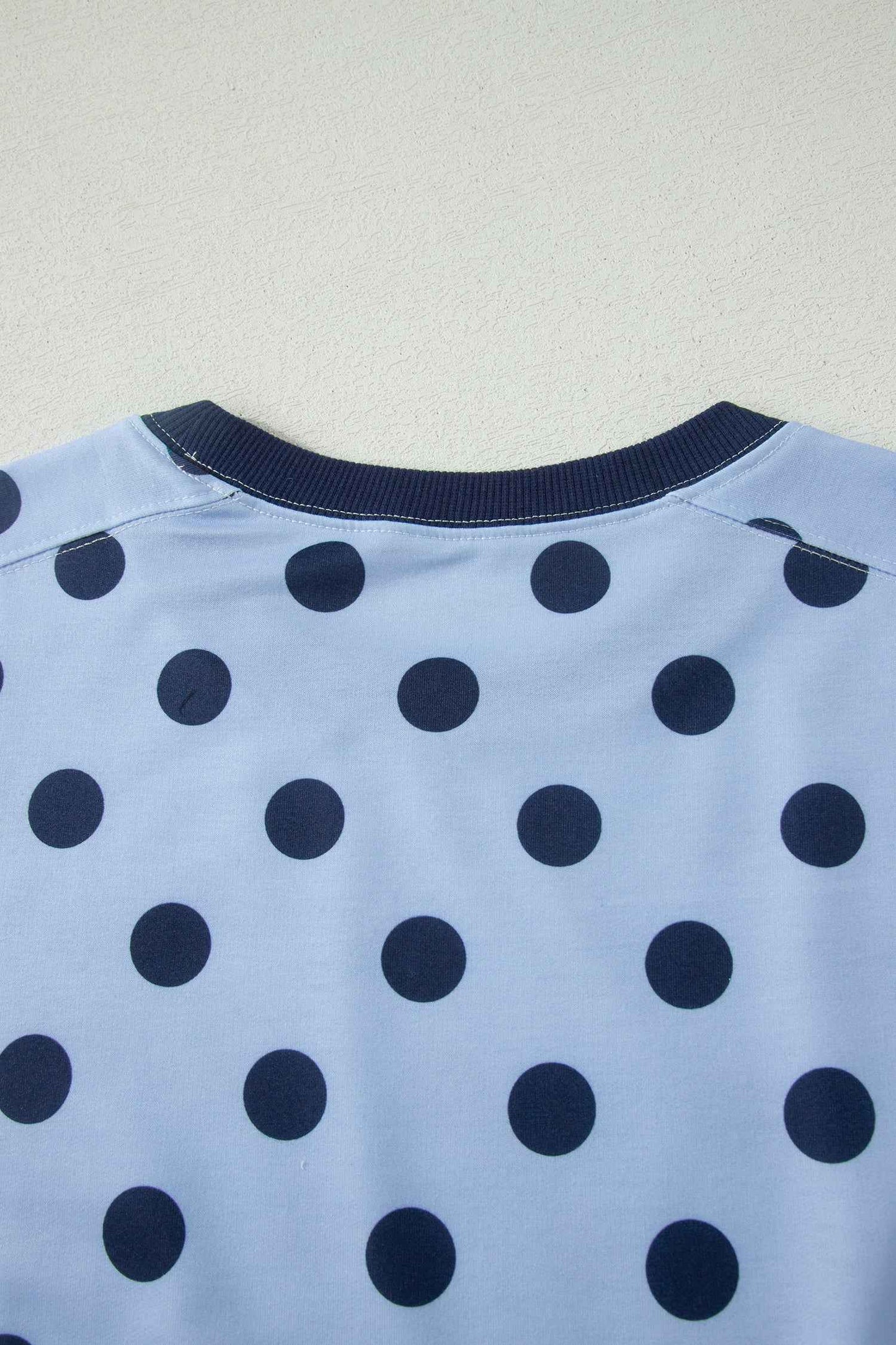 Pink Color Block Trim Polka Dot Casual Tee