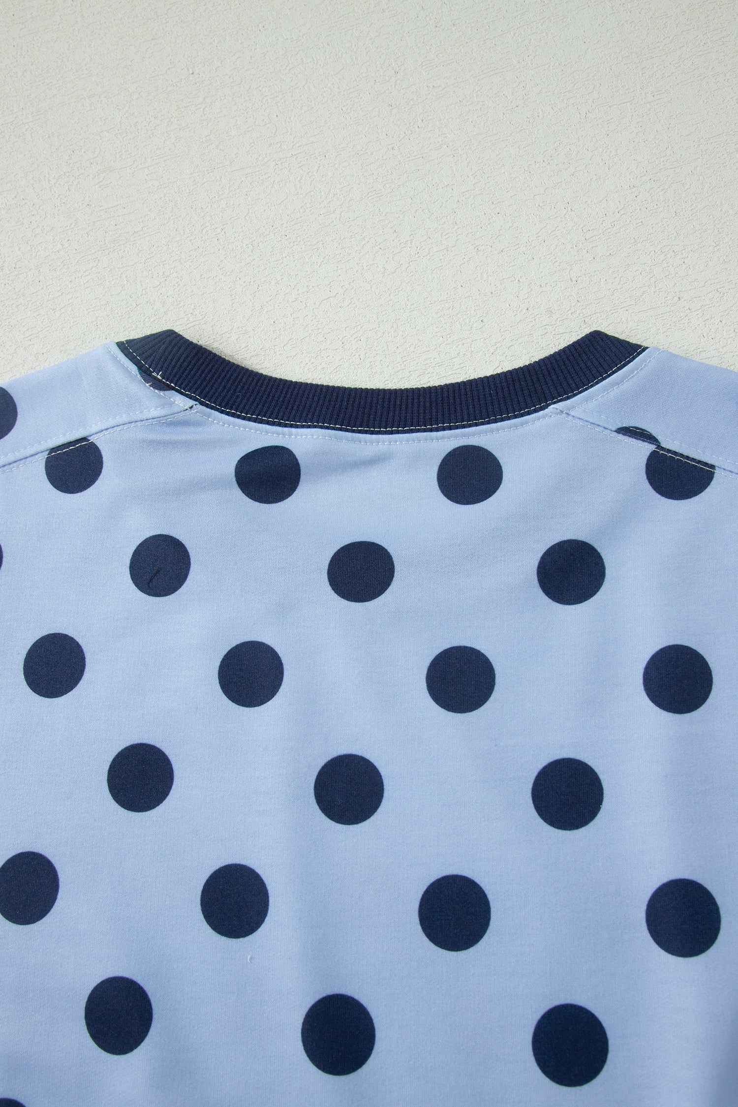 Pink Color Block Trim Polka Dot Casual Tee