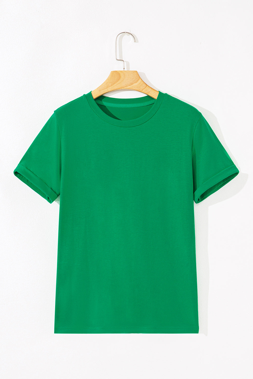 Bright Green Casual Plain Crew Neck Tee - Snoopy's Closet
