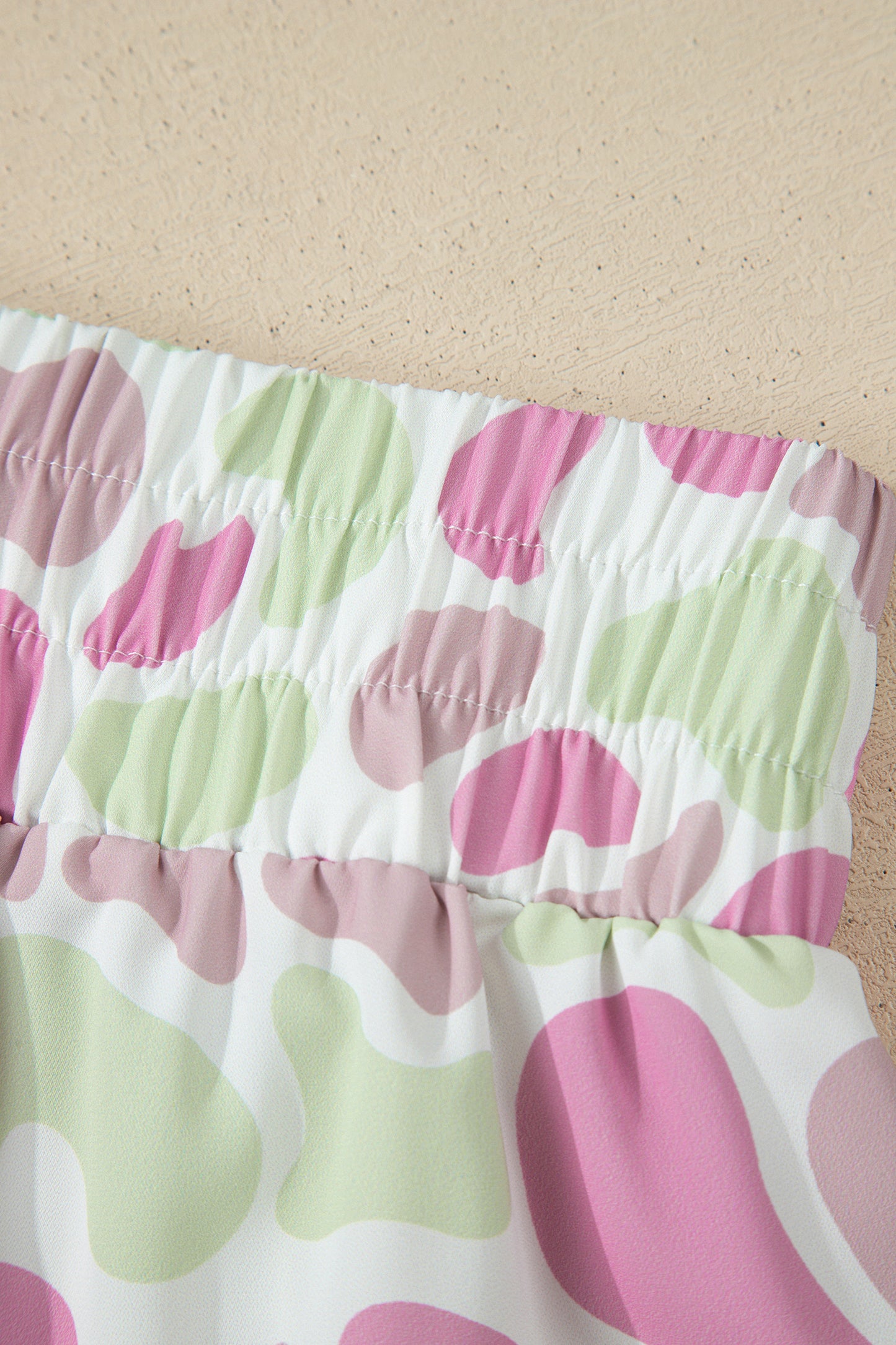 Green Camouflage Print Shirred High Waist Athleisure Shorts - Snoopy's Closet