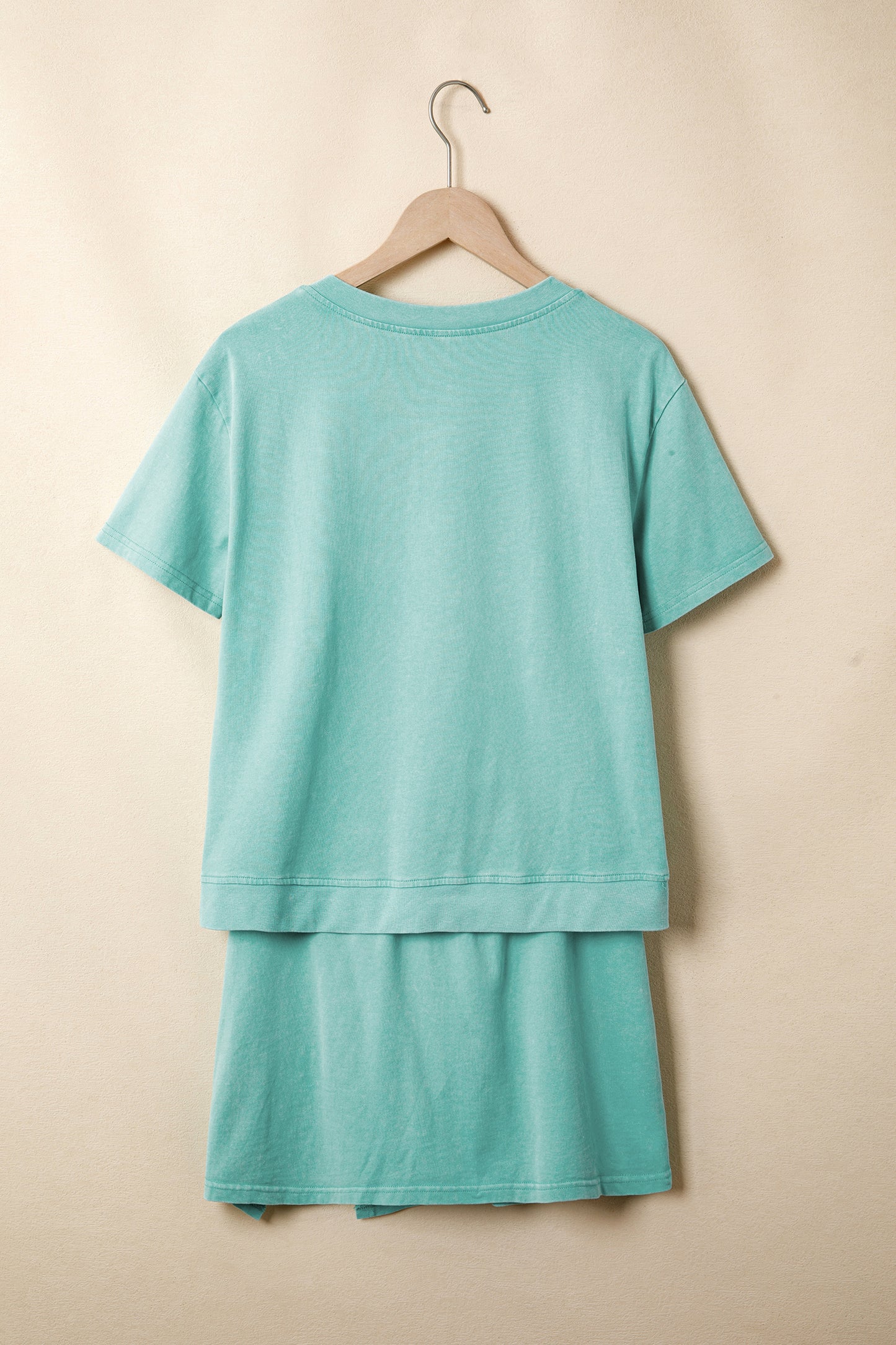 Mint Green Mineral Wash V Neck Tee Matching Skort Set - Snoopy's Closet