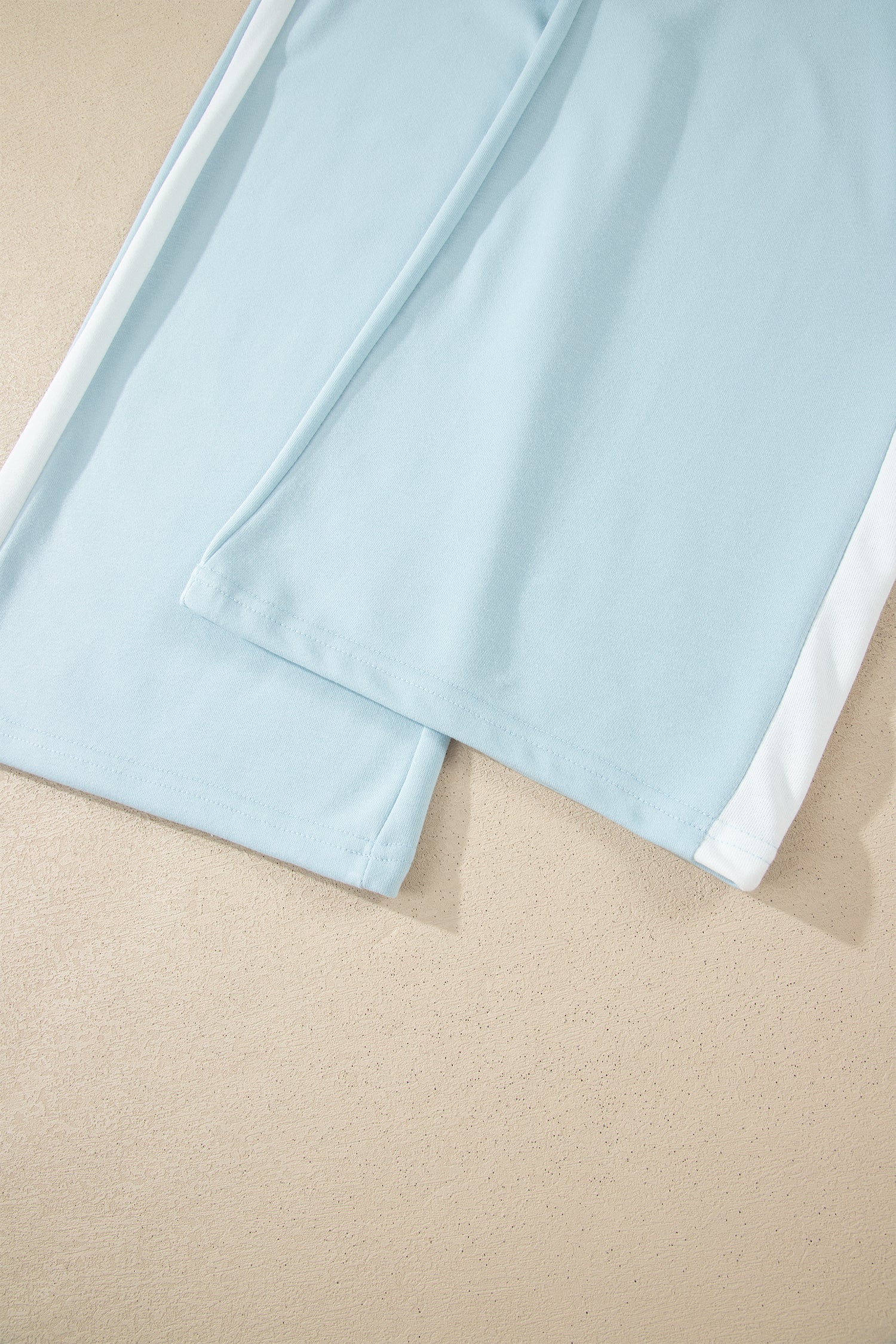 Mist Blue Contrast Trim Round Neck Pocketed Boxy Tank Top Wide Leg Pant Set - Snoopy's Closet