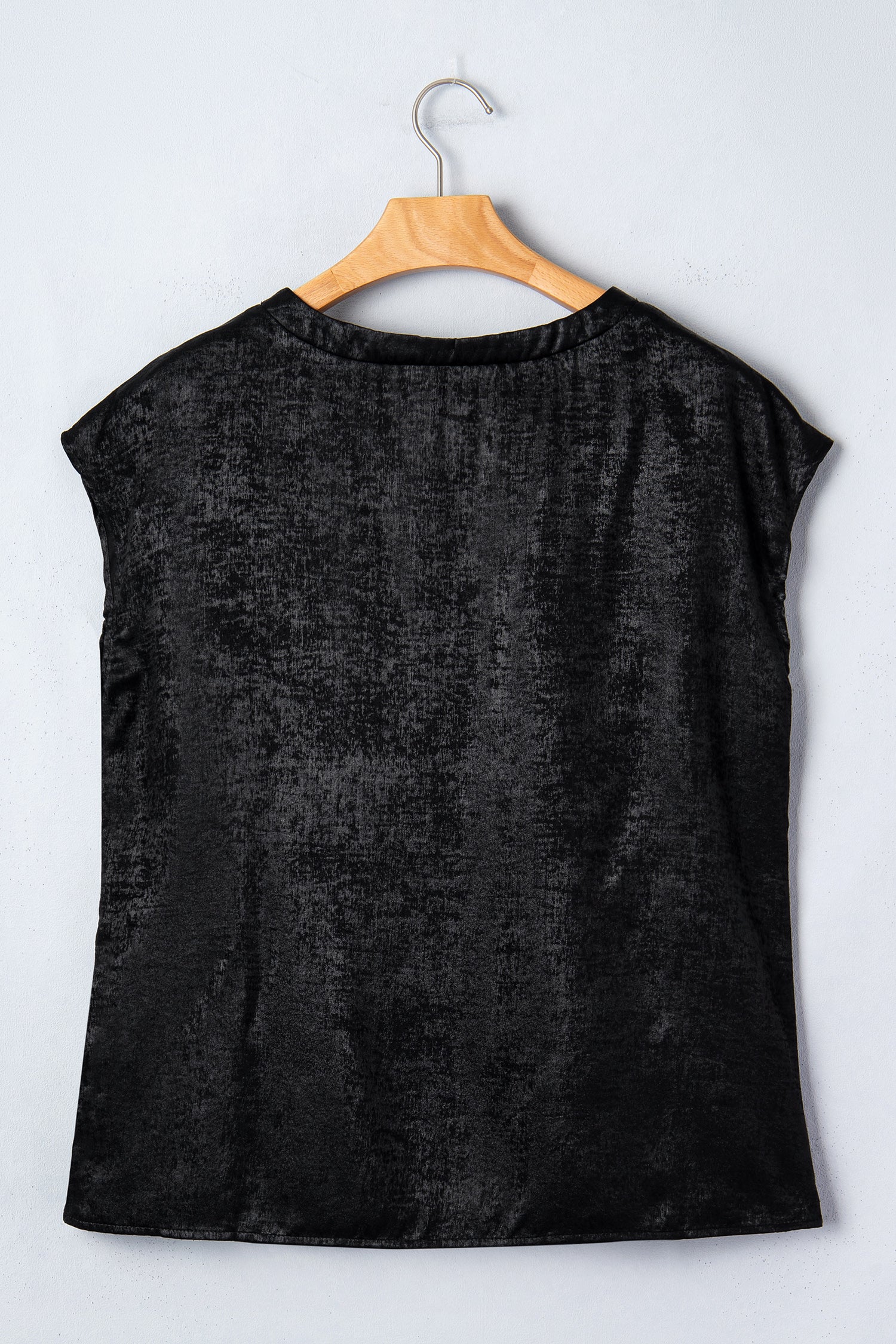 Black Metallic Round Neck Cap Sleeve Tee - Snoopy's Closet