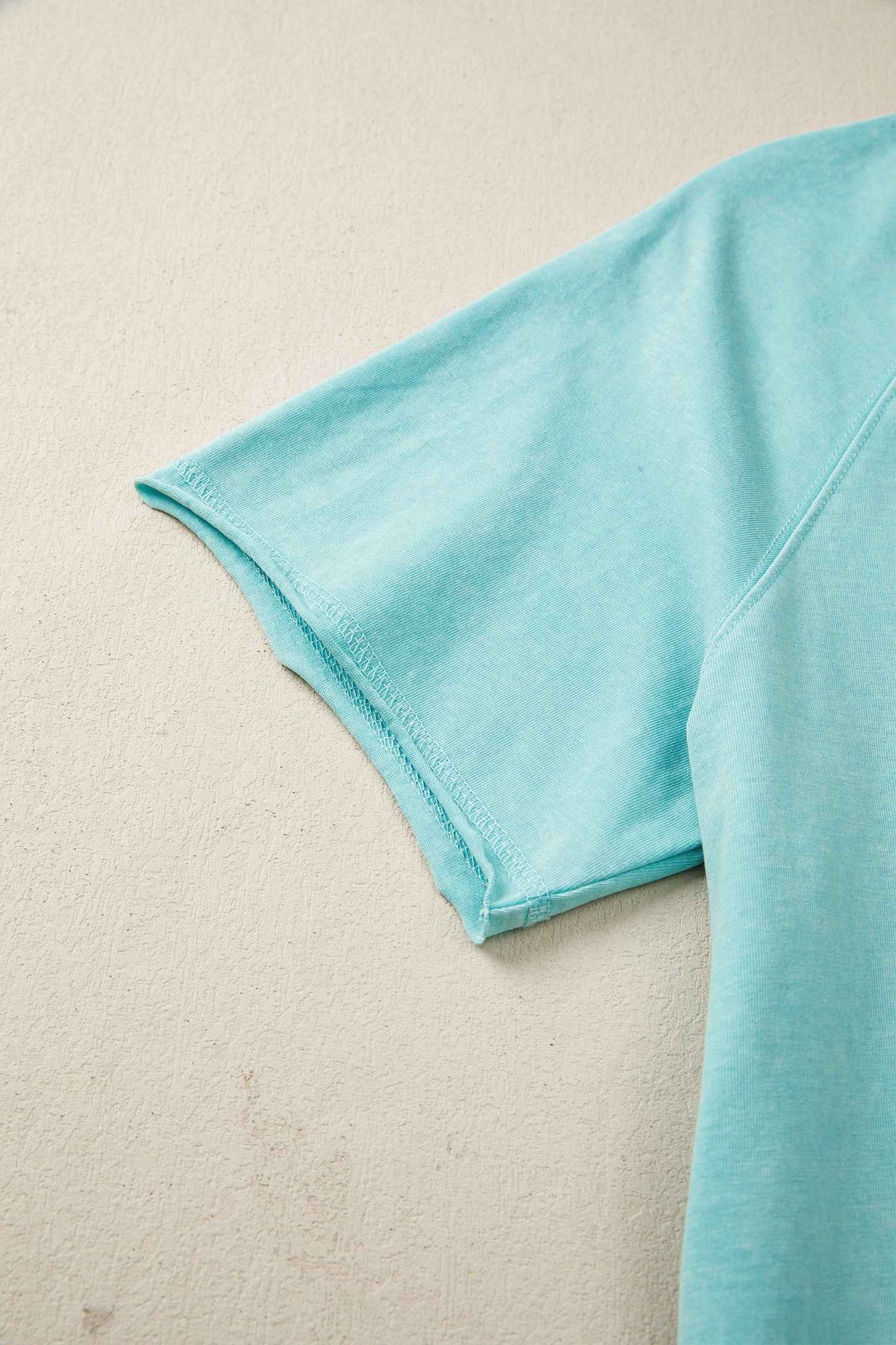 Mint Green Mineral Wash Raglan Sleeve Boxy Fit Cropped Tee
