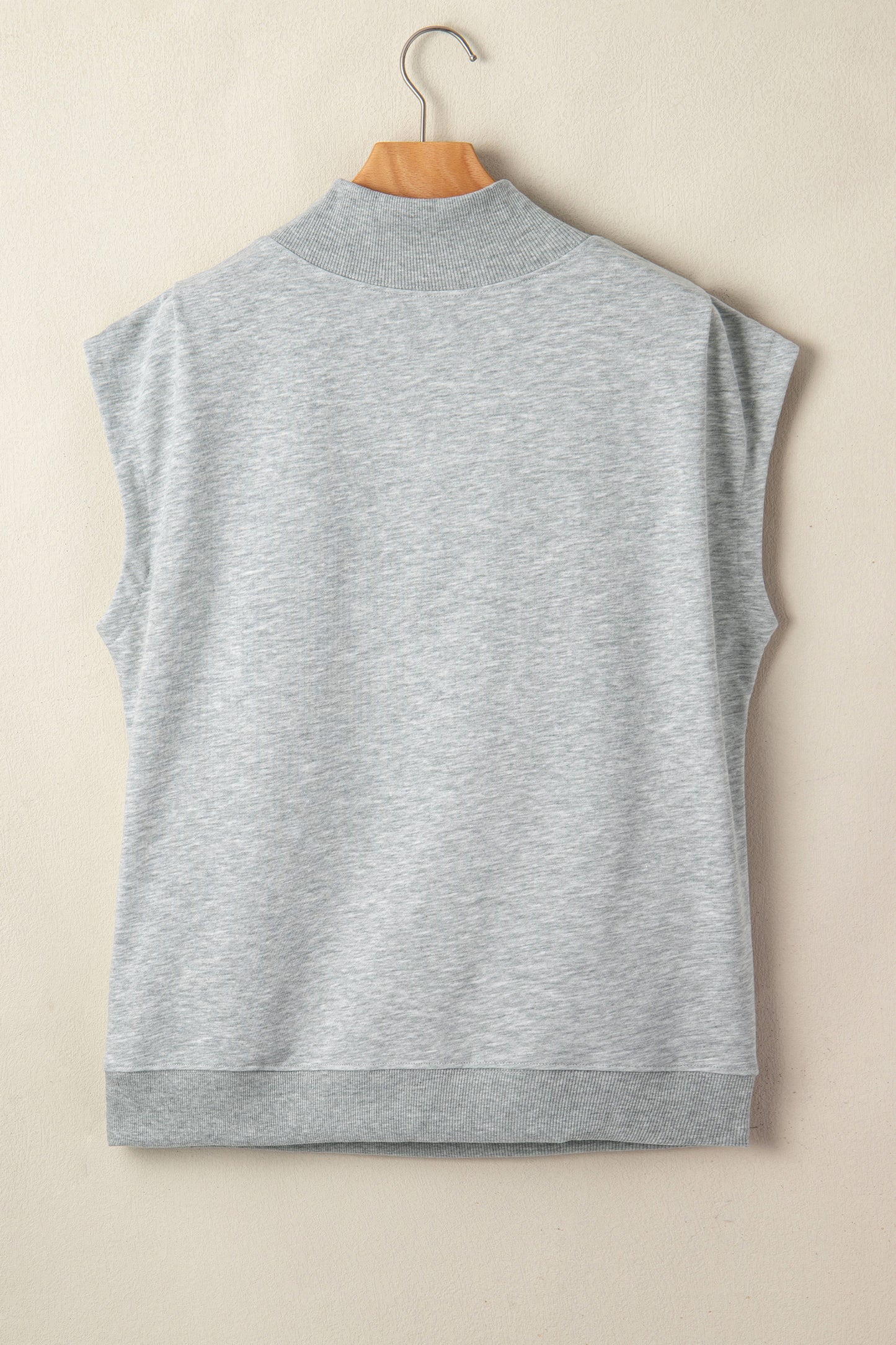 Mint Green Solid Color High Neck Cap Sleeve Loose Top