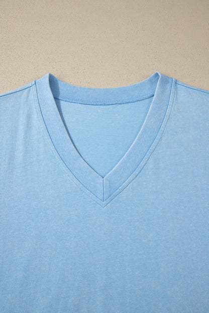 Beau Blue Mineral Wash V Neck Tee Matching Skort Set - Snoopy's Closet