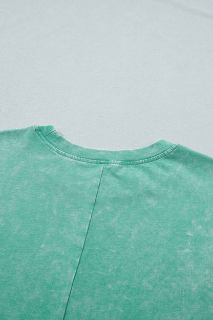 Dark Grey Solid Color Cotton Mineral Washed Oversize Tee