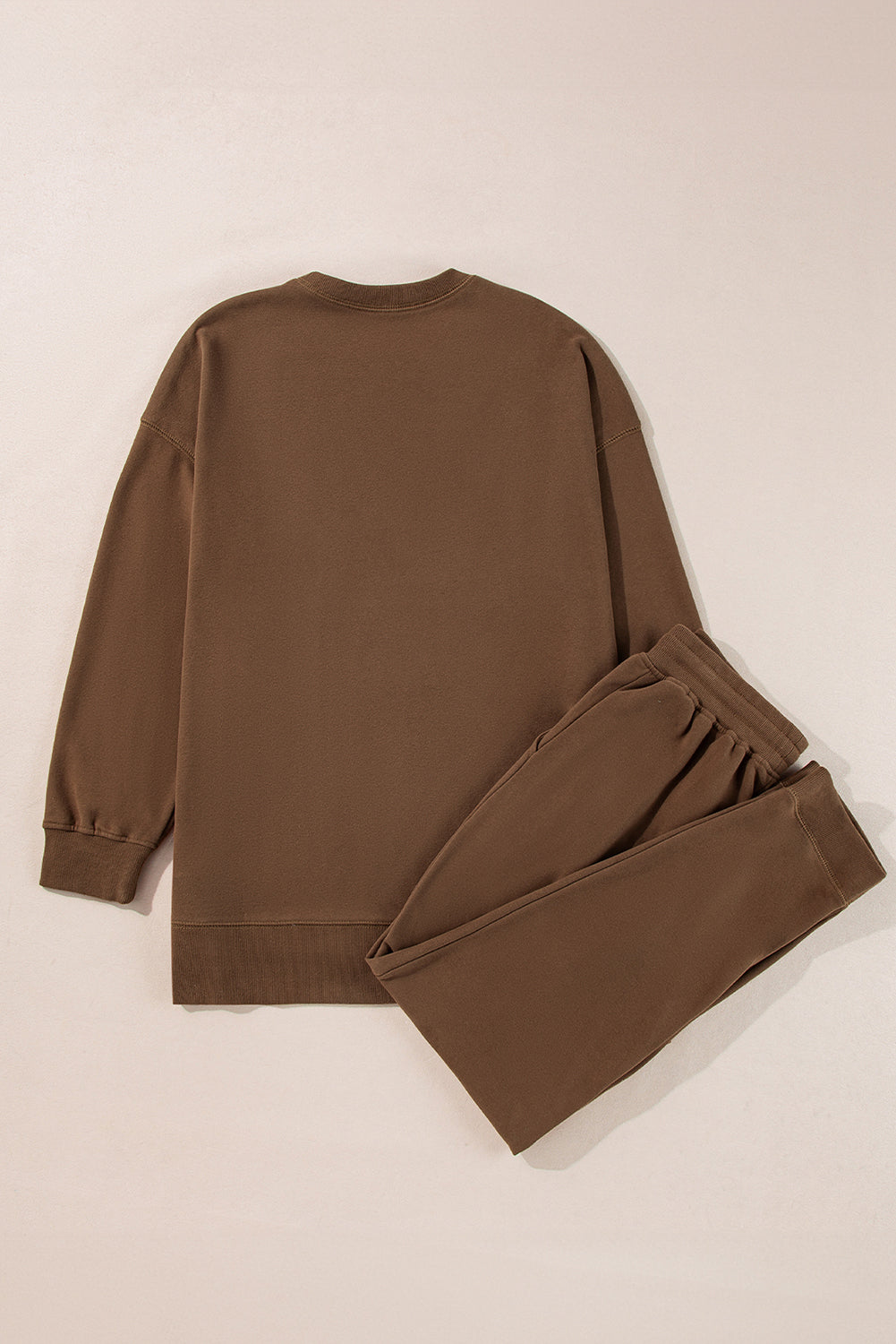 Coffee Solid Color High Low Pullover and Skinny Pants Set - Snoopy's Closet