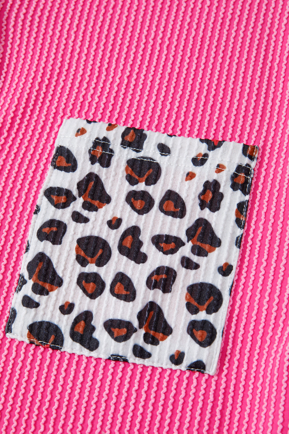 Chaqueta Estilo Camisa con Estampado de Leopardo Rojo Rosado y Acanalado Retorcido Occidental Casual