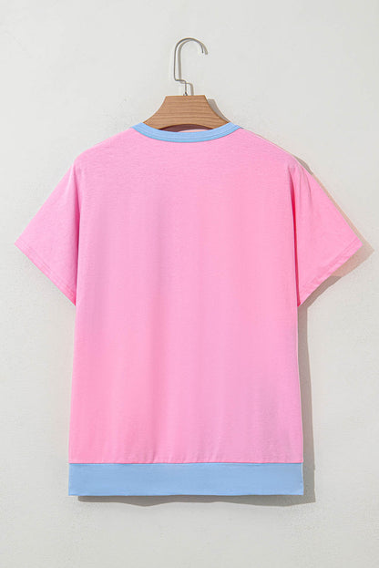 Myosotis Two Tone Half Buttons Collared T Shirt