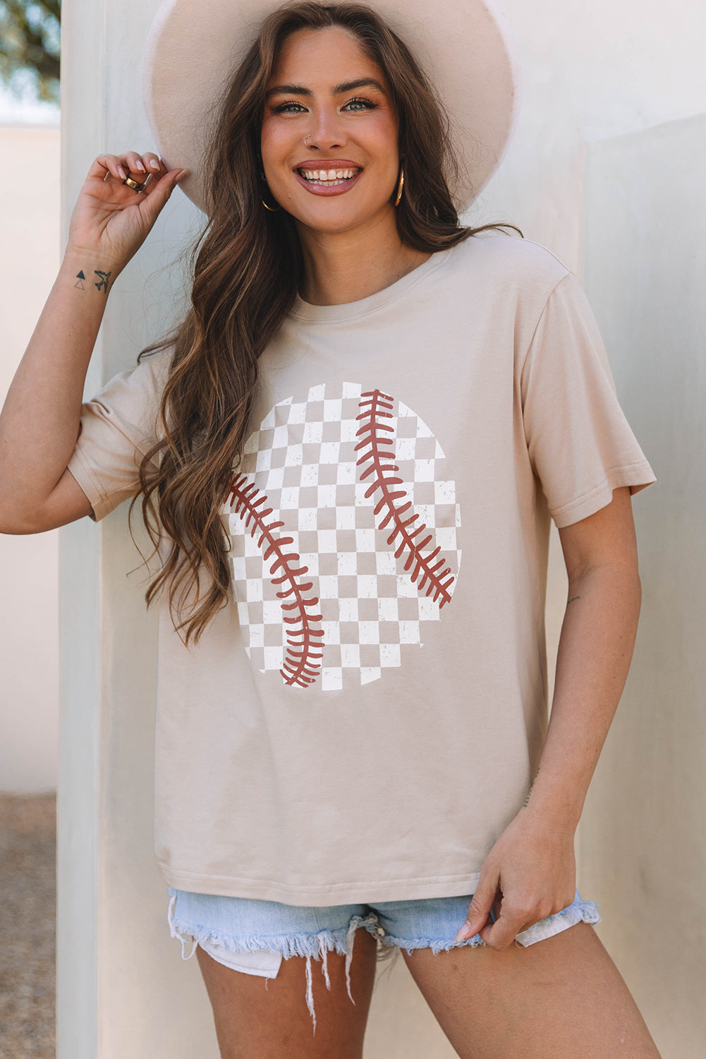 Jet Stream Checkered Baseball Graphic Tee - Snoopy's Closet