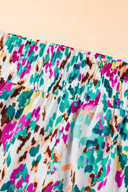 Light Blue Leopard High Waisted Athletic Shorts - Snoopy's Closet