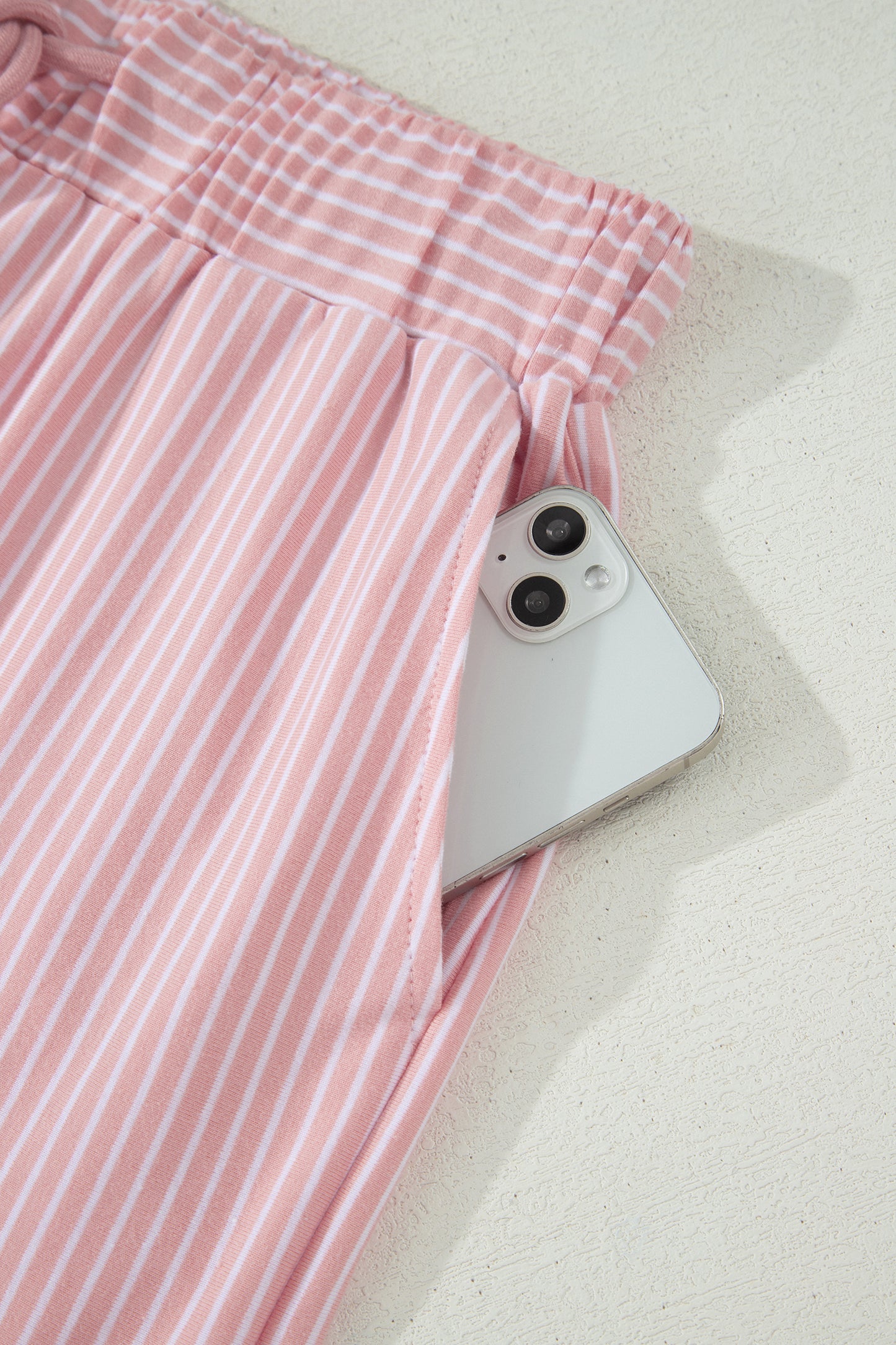 Pink Stripe Dolman Sleeve Polo Shirt and Drawstring Shorts Set - Snoopy's Closet
