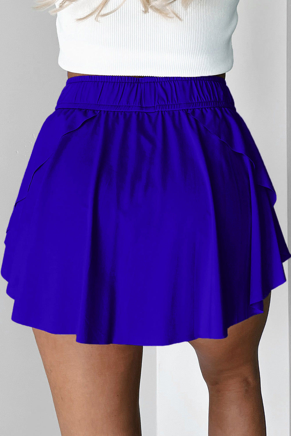 Dark Blue Drawstring Elastic Waistband Lined Tennis Skorts - Snoopy's Closet