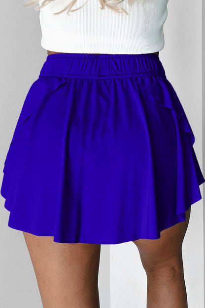 Dark Blue Drawstring Elastic Waistband Lined Tennis Skorts - Snoopy's Closet
