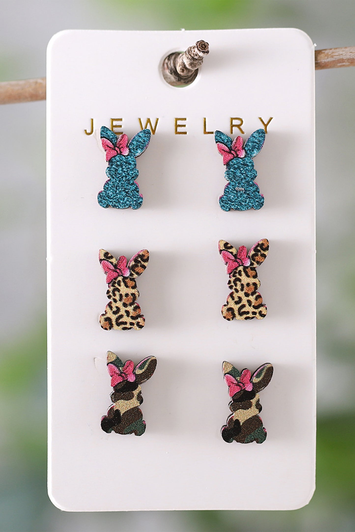 Khaki Easter Bunny 3 Pairs Different Earrings - Snoopy's Closet