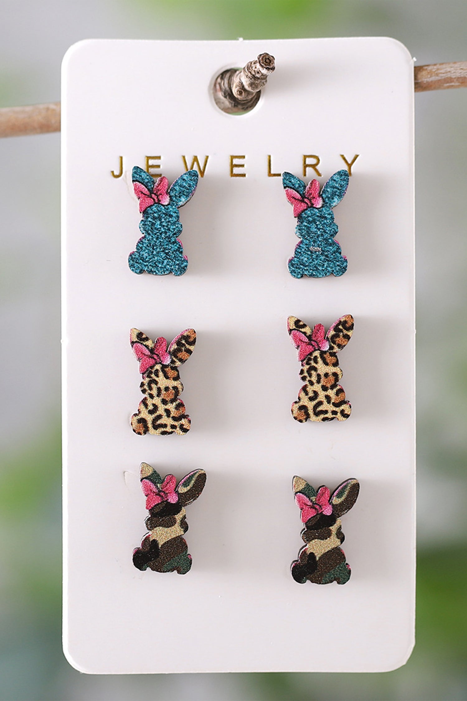 Khaki Easter Bunny 3 Pairs Different Earrings - Snoopy's Closet