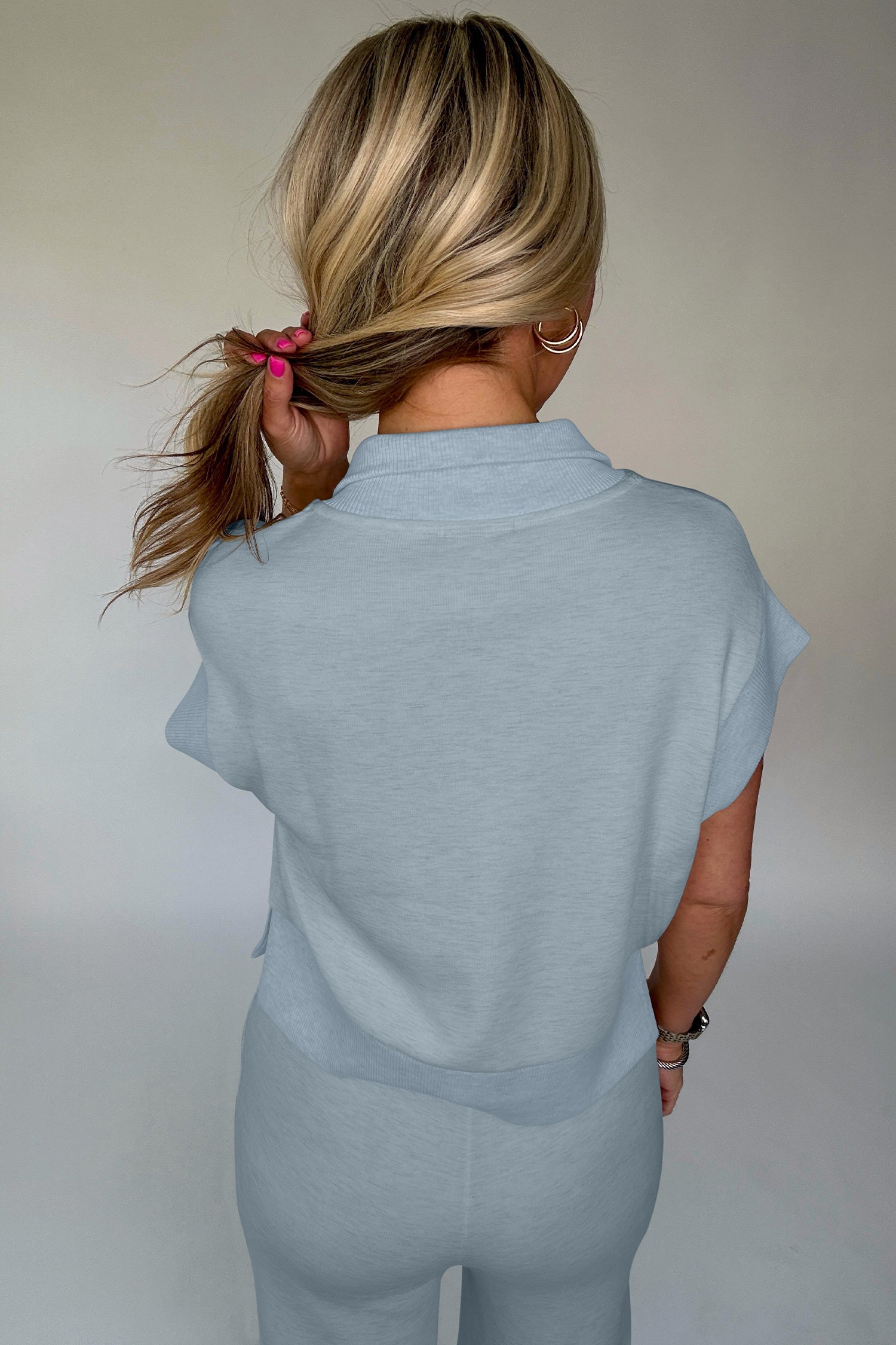 Beau Blue Half Zip Polo Tee Casual Pant Set - Snoopy's Closet