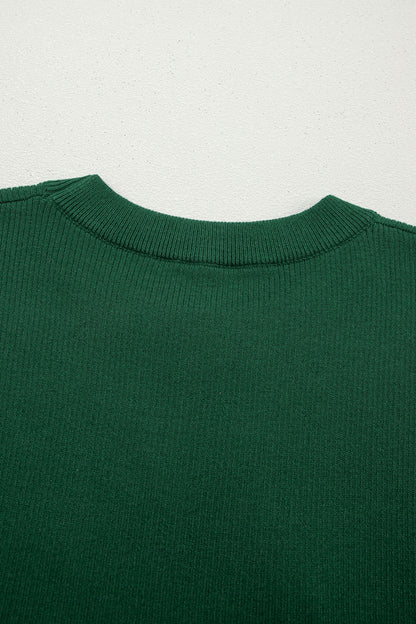 Blackish Green Horseshoe Graphic Western Short Sleeve Sweater - Snoopy's Closet