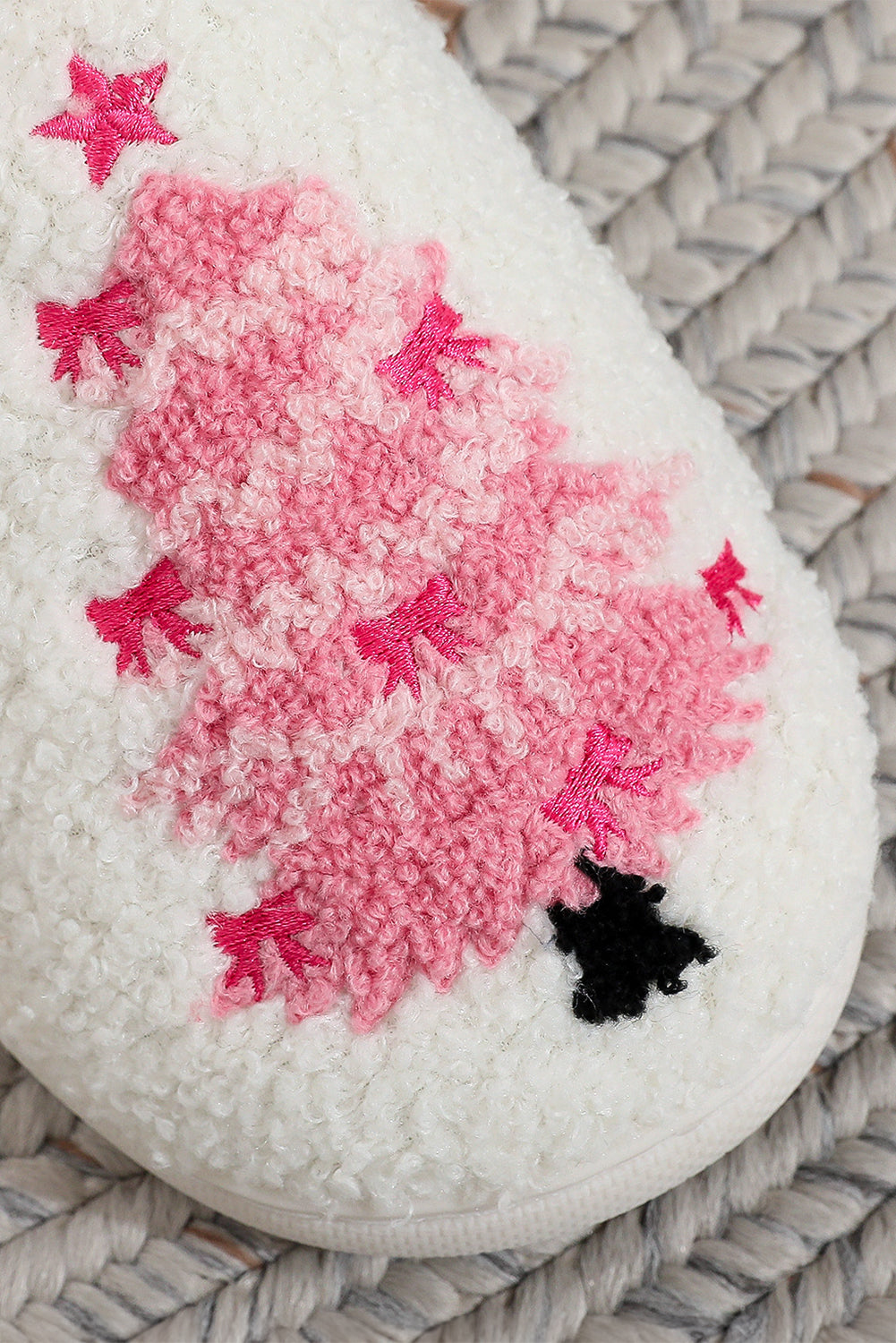 White Plush Christmas Tree Color Contrasted Liner House Slippers - Snoopy's Closet