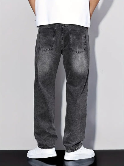 Vaqueros clásicos de corte recto para hombre - Mezcla de 65% algodón y 35% poliéster, 380 g/m² de peso pesado, lavable a máquina, ajuste regular, para todas las estaciones
